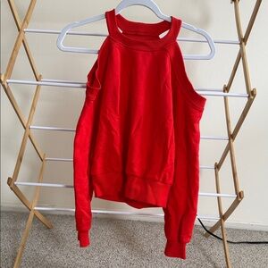 Zara Red Cold Shoulder Sweatshirt